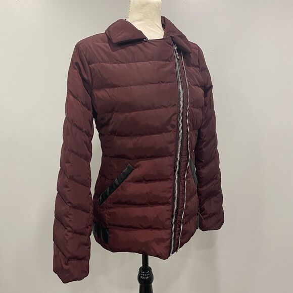 KARL LAGERFELD Paris S Puffer Jacket Down Feather Coat Maroon Designer Ski: Flaw - Picture 14 of 16